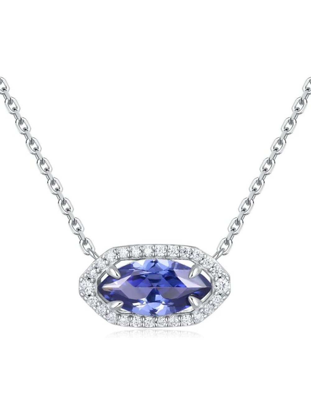 Elegant Birthstone Moissanite Necklace in Solid 925 Sterling Silver for Women